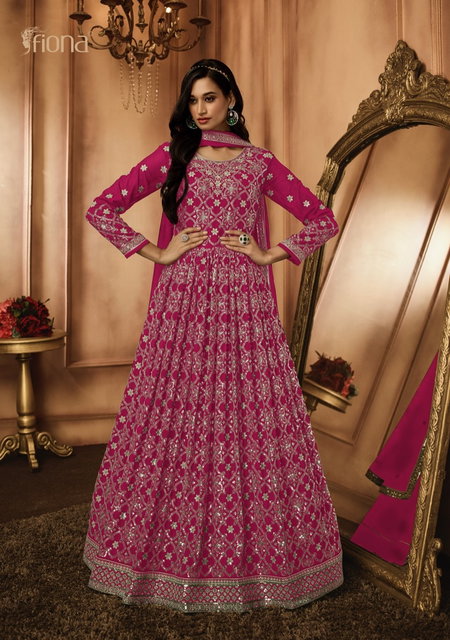 Sehnaaz By Fiona Heavy Georgette Designer Gown With Dupatta Wholesalers In Surat
